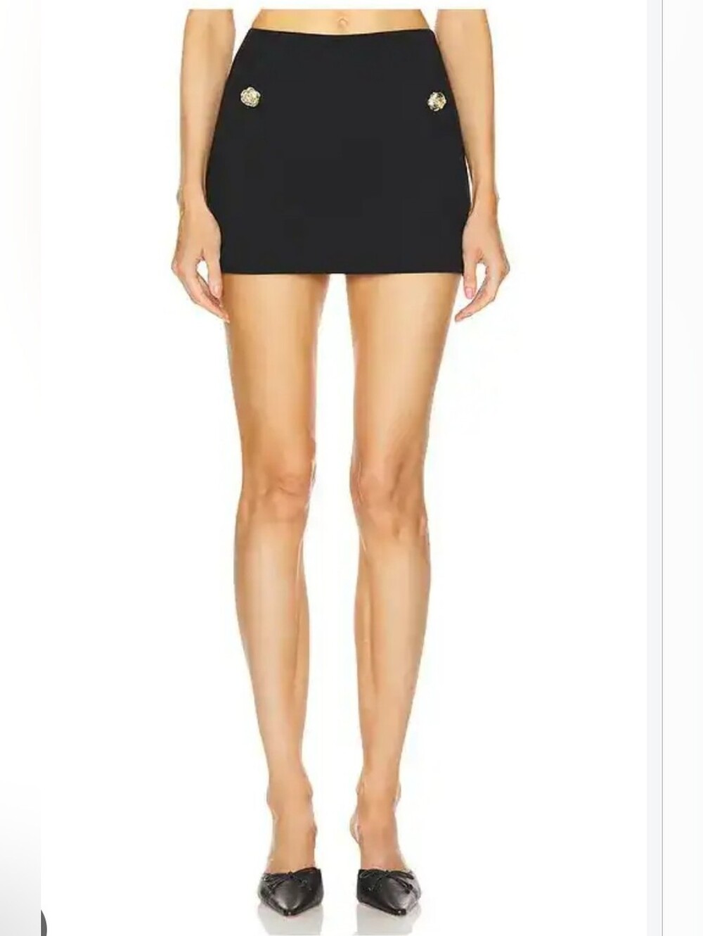 Majorelle Brooke Mini Skirt Black with Rose Buttons Size M